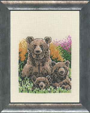 Brown Bear with Two Cubs