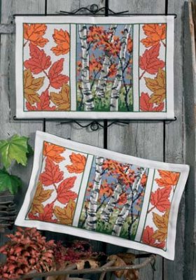 click here to view larger image of Fall Trees/Flowers (counted cross stitch kit)