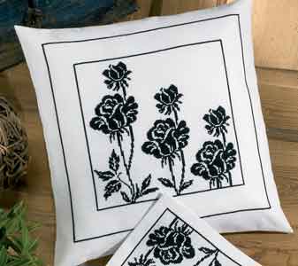 click here to view larger image of Rose Pillow (counted cross stitch kit)