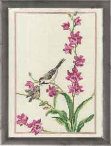 click here to view larger image of Orchids w/Birds (counted cross stitch kit)