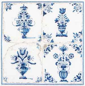click here to view larger image of Antique Tiles - Flower Vases (counted cross stitch kit)