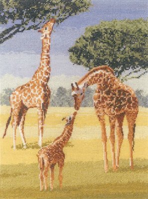 click here to view larger image of Giraffes (John Clayton) Power and Grace (counted cross stitch kit)