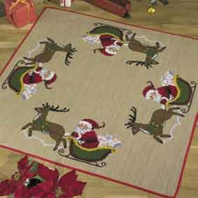 click here to view larger image of Santa in Sleigh Tree Skirt (counted cross stitch kit)