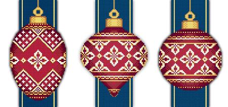Red Faberge Christmas Ornaments Collection 4 (3 designs)