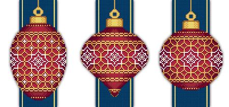 Red Faberge Christmas Ornaments Collection 5 (3 designs)