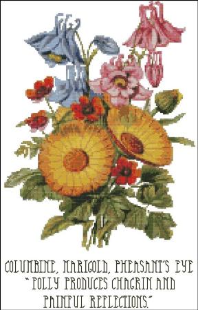 click here to view larger image of Floral Emblems 04 - Columbine, Marigold, Pheasants Eye (chart)