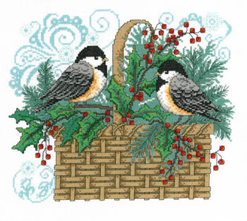 click here to view larger image of Winter Chickadee Basket (chart)