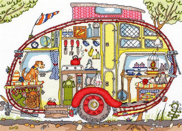 click here to view larger image of Cut Thru Vintage Caravan - Amanda Loverseed (counted cross stitch kit)