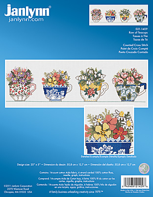 click here to view larger image of Row of Teacups (counted cross stitch kit)