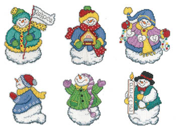 click here to view larger image of Joyous Snowmen Ornaments (chart)