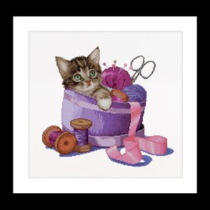 click here to view larger image of Sewing Basket Kitten (counted cross stitch kit)