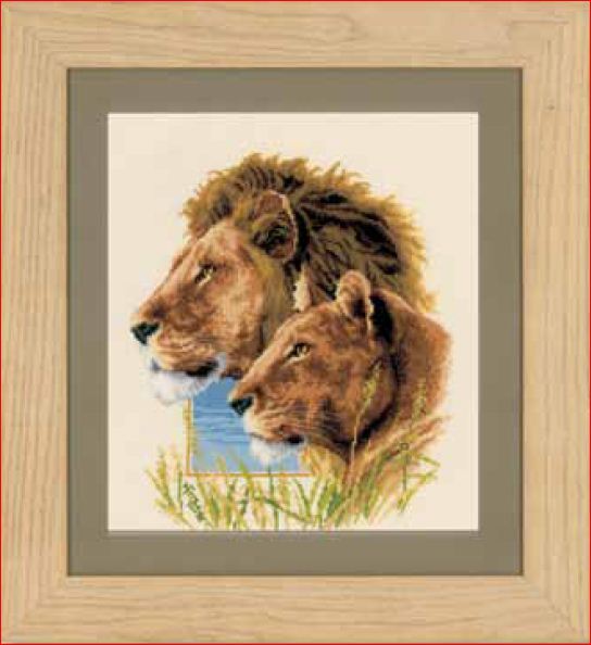 click here to view larger image of Lion Couple (counted cross stitch kit)