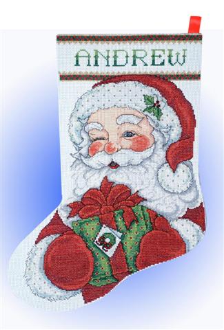 click here to view larger image of Winking Santa Stocking (counted cross stitch kit)