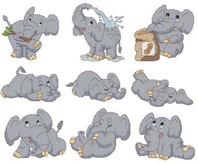 click here to view larger image of Cute Elephants (chart)