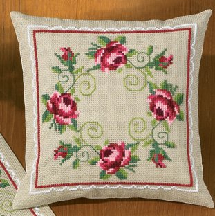 click here to view larger image of Roses Pillow (counted cross stitch kit)