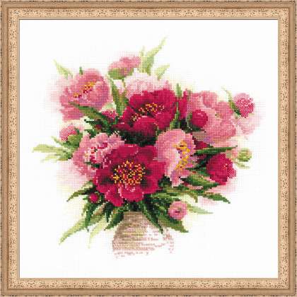 click here to view larger image of Peonies in a Vase (counted cross stitch kit)