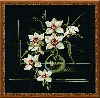 click here to view larger image of White Orchid (counted cross stitch kit)