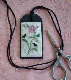 Crows on a Rose Necklace Tag