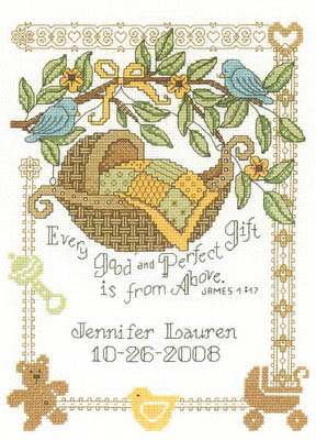 click here to view larger image of Perfect Gift Birth Record - Kit (counted cross stitch kit)