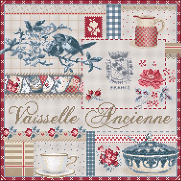 click here to view larger image of Vaisselle Ancienne KIT - Linen (counted cross stitch kit)