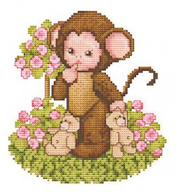 Monkey Baby In The Rosegarden