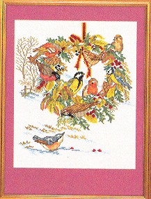 click here to view larger image of Birds and Fall Wreath (counted cross stitch kit)