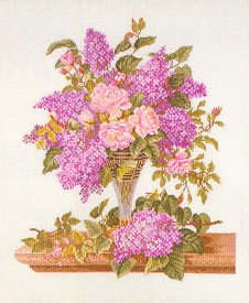 click here to view larger image of Lilacs in a Vase (counted cross stitch kit)