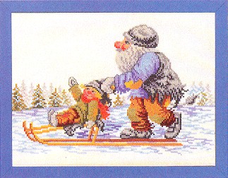 click here to view larger image of Gnome On Sled (counted cross stitch kit)