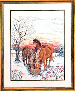 click here to view larger image of Horses Drinking Water (counted cross stitch kit)