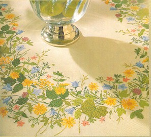 click here to view larger image of Summer Floral Tablecloth  (counted cross stitch kit)