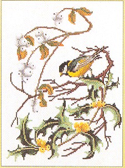 click here to view larger image of Bird With Branch-chickadee (counted cross stitch kit)