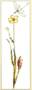 click here to view larger image of Butter Flower With Dragonfly (counted cross stitch kit)