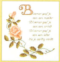 click here to view larger image of Pink Rose With Verse (counted cross stitch kit)