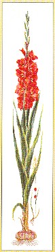 click here to view larger image of Red Gladiola - Linen (counted cross stitch kit)