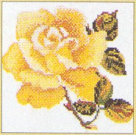 click here to view larger image of Single Yellow Rose - Linen (counted cross stitch kit)