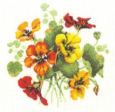 click here to view larger image of Nasturtium Posy  (counted cross stitch kit)