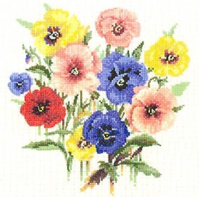 click here to view larger image of Pansy Posy  - Posies (counted cross stitch kit)