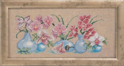 click here to view larger image of Orchids In Vase (counted cross stitch kit)