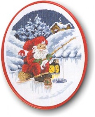 click here to view larger image of Santa Ice Fishing (counted cross stitch kit)