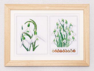 click here to view larger image of White Flowers (Snowdrops) - Linen (counted cross stitch kit)
