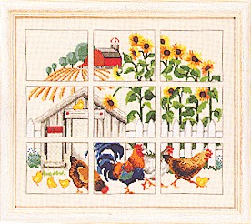 click here to view larger image of Chicken & Sunflowers (counted cross stitch kit)