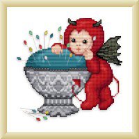 click here to view larger image of Little Stitch Devil with Pincushion (chart)