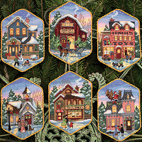 click here to view larger image of Christmas Village Ornaments (counted cross stitch kit)