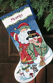 click here to view larger image of Santa & Snowman Stocking (counted cross stitch kit)