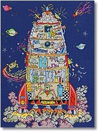 click here to view larger image of Cut Thru Rocket Ship - Amanda Loverseed (counted canvas kit)