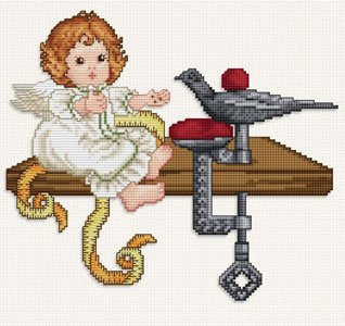 Stitching Angel Feeding Sewing Bird