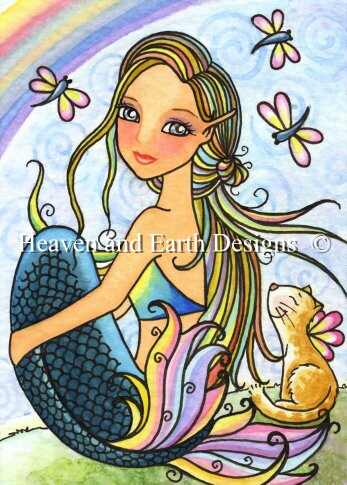 click here to view larger image of Rainbow Kitty Mermaid - Quick Stitch (chart)