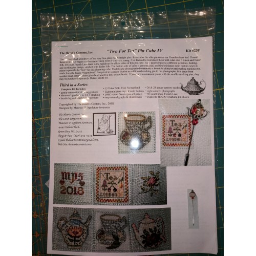 click here to view larger image of Tea for Two Mini Pin Cube IV (counted cross stitch kit)